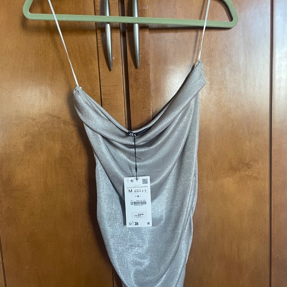 NWT Zara Silver Foil Top - Picture 2 of 2
